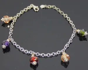 Sterling Silver 5 CZ Drop Bracelet