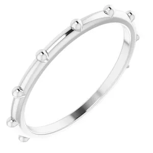 Sterling Silver Beaded Station Ring