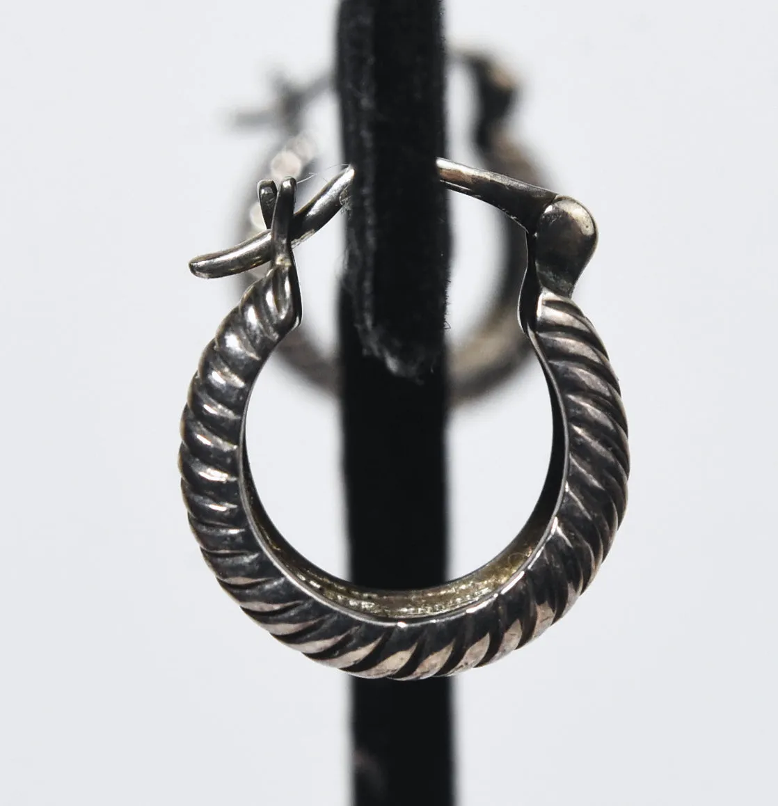 Sterling Silver with14k Gold Accent Small Braided Design Hoop Earrings