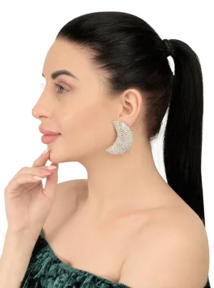 Studded Shinning Half Moon Golden Stud Earrings