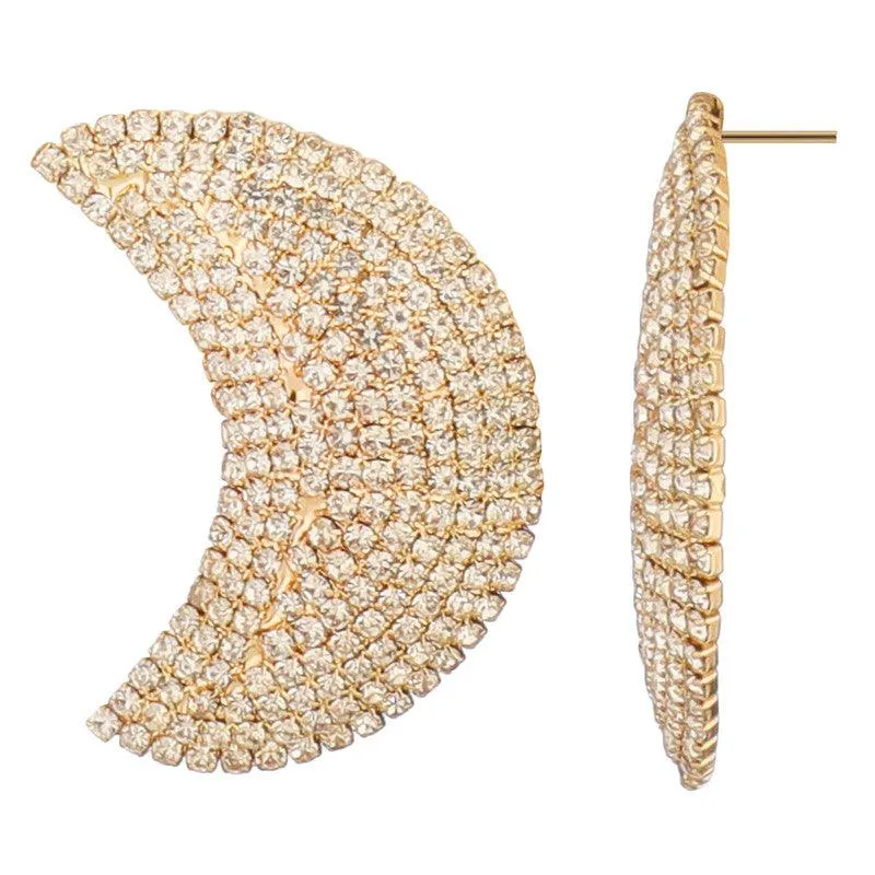 Studded Shinning Half Moon Golden Stud Earrings