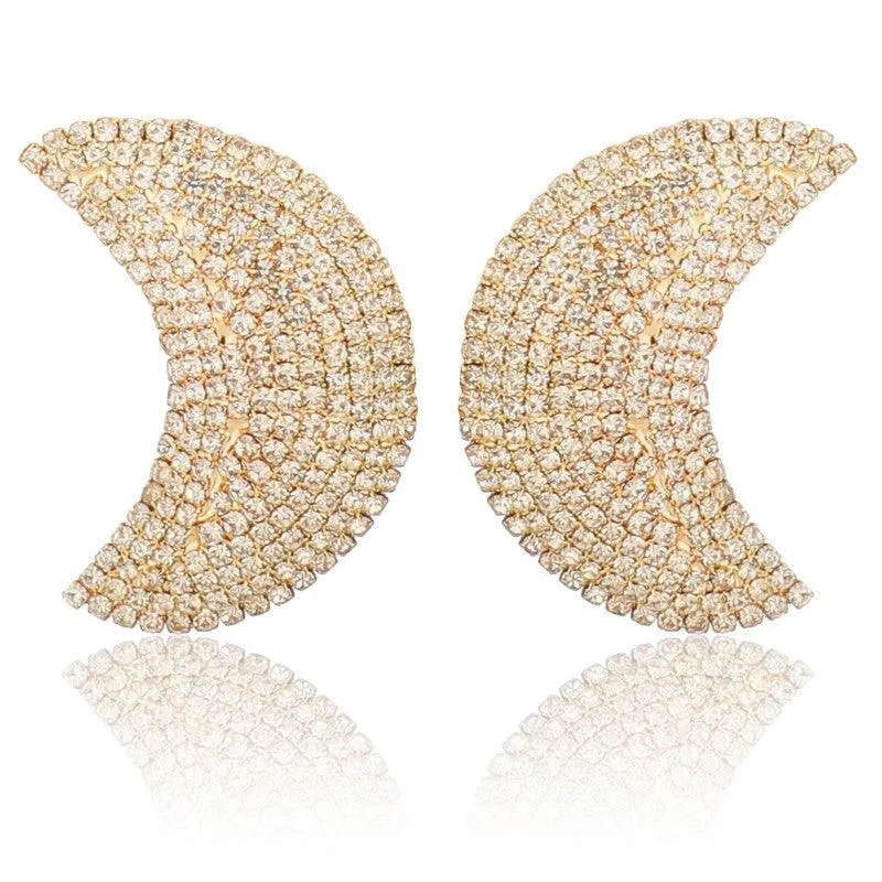 Studded Shinning Half Moon Golden Stud Earrings