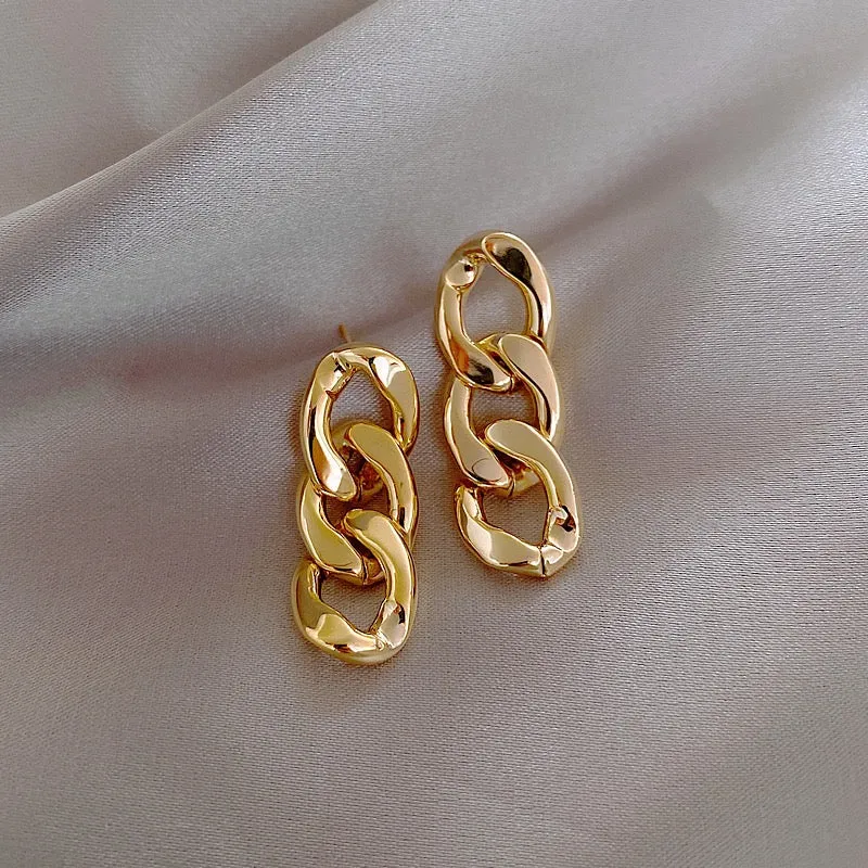 Stylish Alloy and S925 Cuba Chain Earrings - 3.6 x 1.2cm, 11.9g