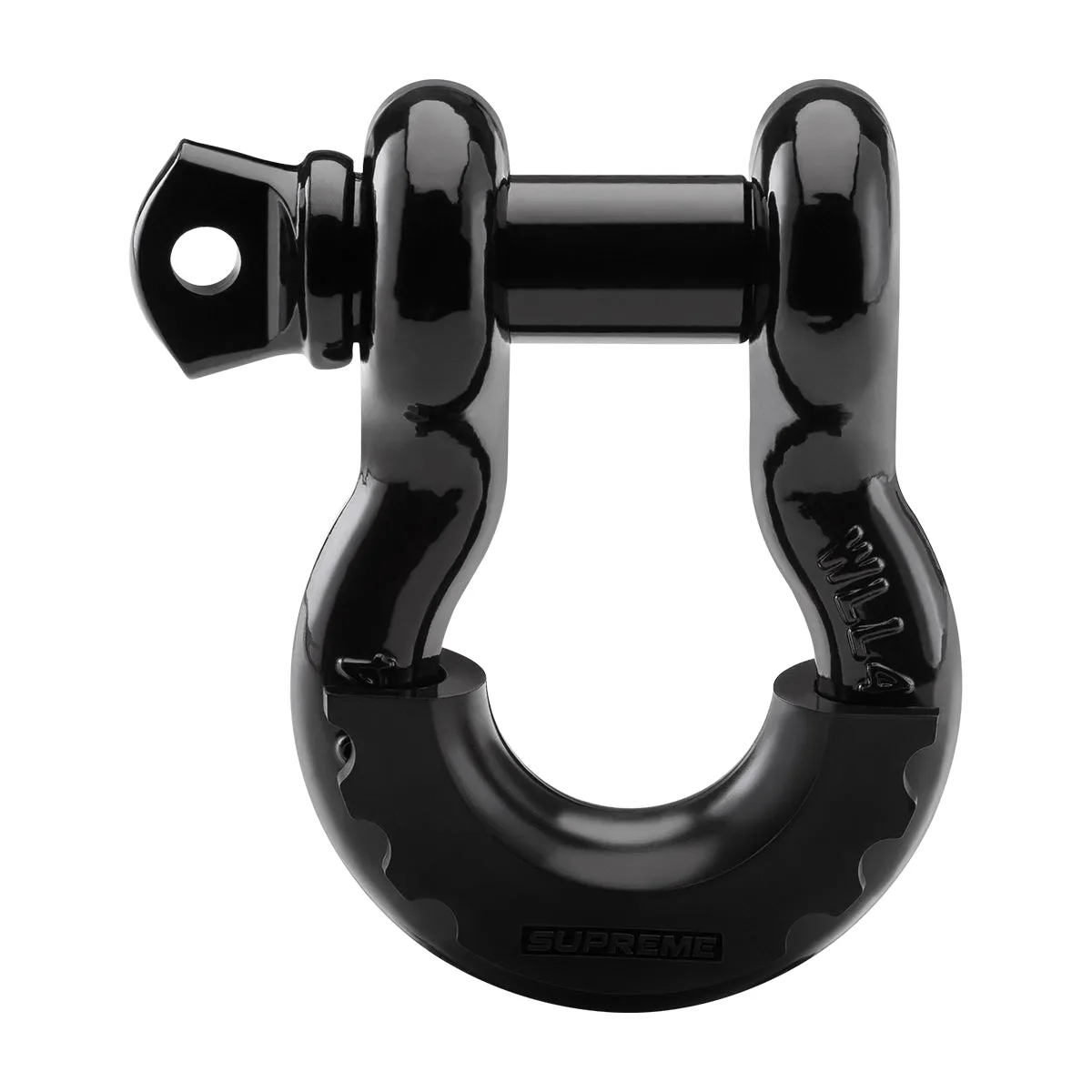 Supreme Suspensions® Recovery Tow Strap Kit   Heavy-Duty 3/4" D Ring Anchor Shackle w/ 7/8" Security Screw Pin - Gloss Black