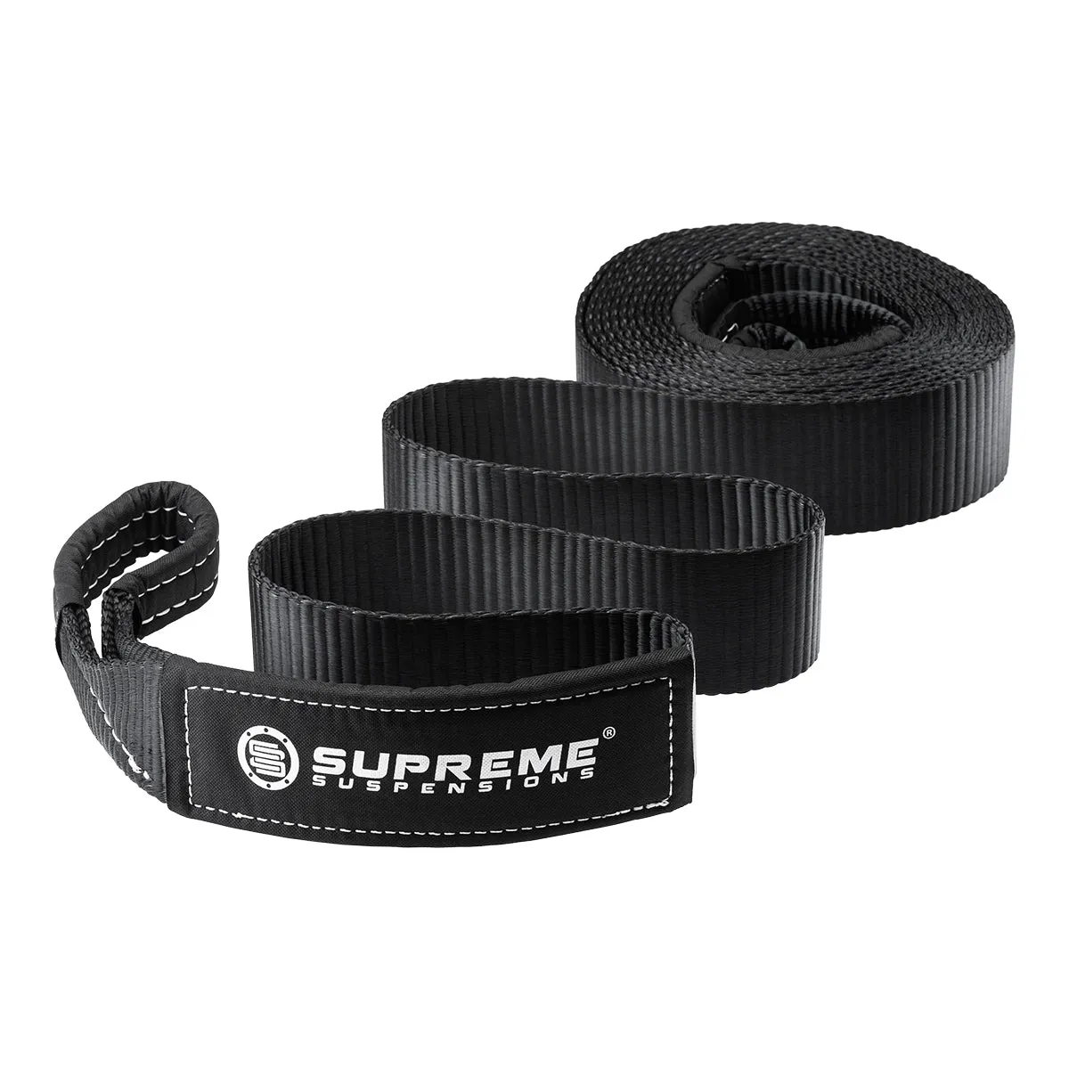 Supreme Suspensions® Recovery Tow Strap Kit   Heavy-Duty 3/4" D Ring Anchor Shackle w/ 7/8" Security Screw Pin - Gloss Black