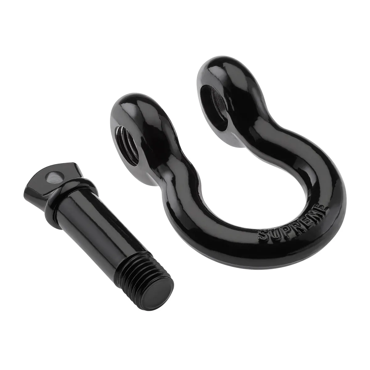 Supreme Suspensions® Recovery Tow Strap Kit   Heavy-Duty 3/4" D Ring Anchor Shackle w/ 7/8" Security Screw Pin - Gloss Black