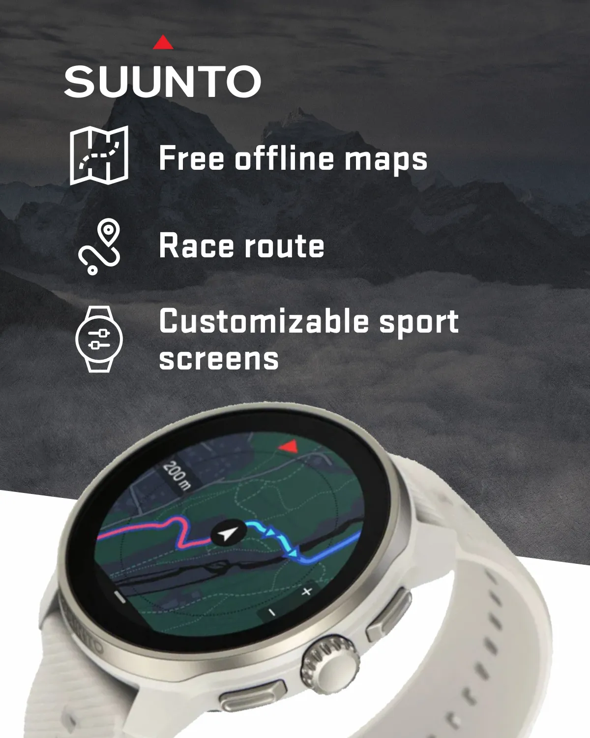Suunto Race S GPS Sports Smartwatch, AMOLED Touchscreen w/ 13D Standby, Dualband GNSS, Global Offline Map, Advanced Training with Wearable4U Power Bank Bundle