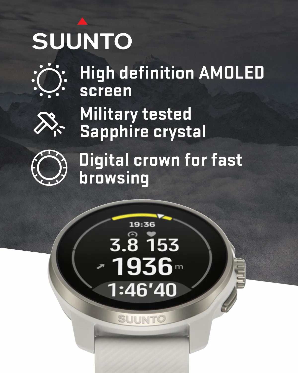 Suunto Race S GPS Sports Smartwatch, AMOLED Touchscreen w/ 13D Standby, Dualband GNSS, Global Offline Map, Advanced Training with Wearable4U Power Bank Bundle