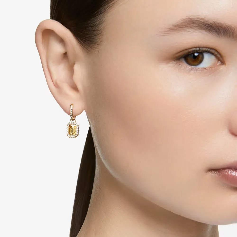 Swarovski Millenia Drop Earrings Octagon cut Yellow Gold-tone plated  ONE SIZE