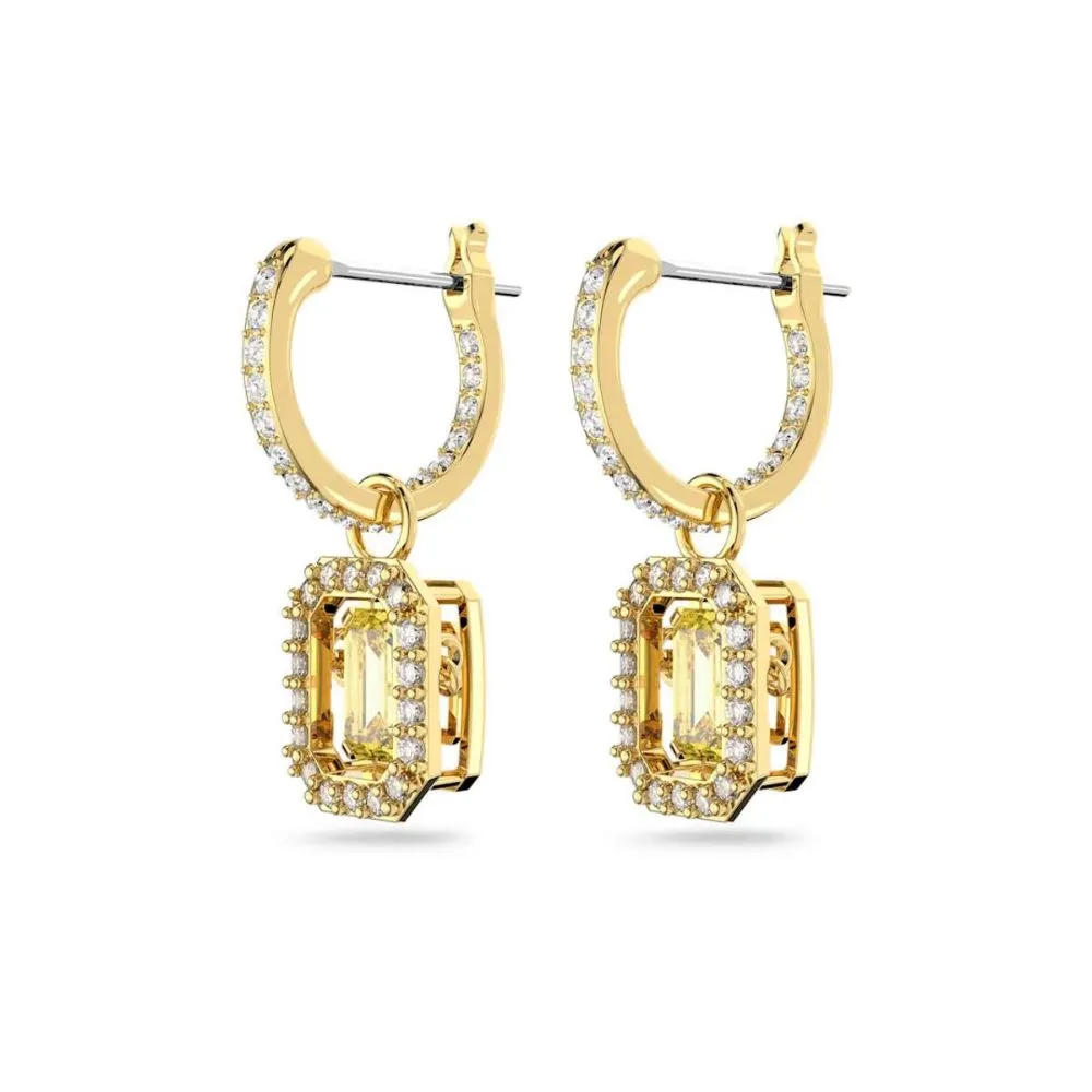 Swarovski Millenia Drop Earrings Octagon cut Yellow Gold-tone plated  ONE SIZE