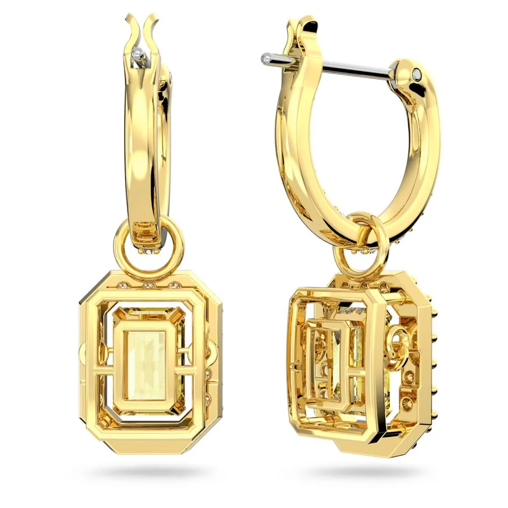 Swarovski Millenia Drop Earrings Octagon cut Yellow Gold-tone plated  ONE SIZE