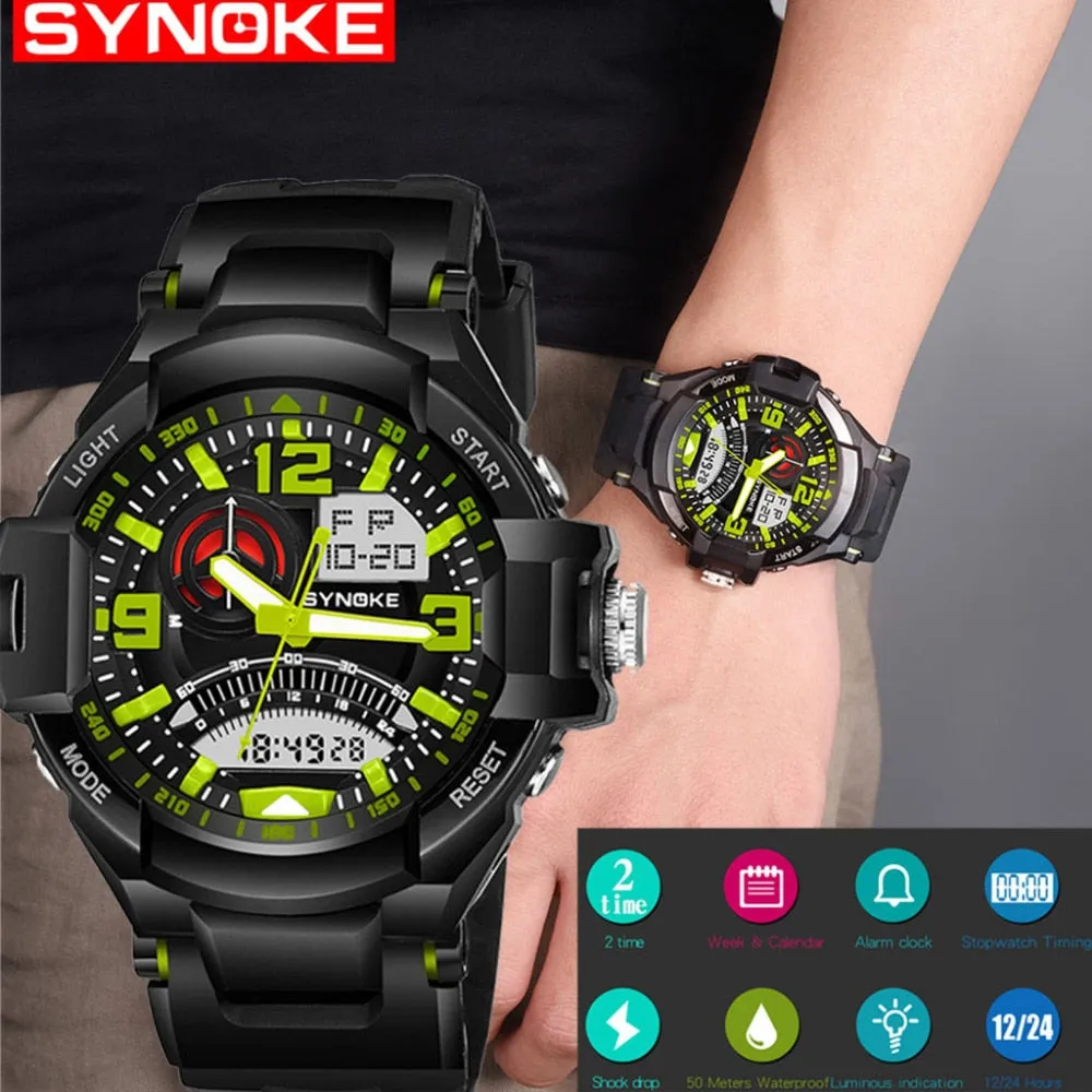SYNOKE double display watch men outdoor sports watch Reloj de deportes al aire libre Mesa de esportes ao ar livre men clock *A