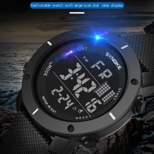 SYNOKE Men Watch Multi-Function 50M Waterproof LED Double Action Sports Watches Digital Watch 2019 Relogio Sport Masculino