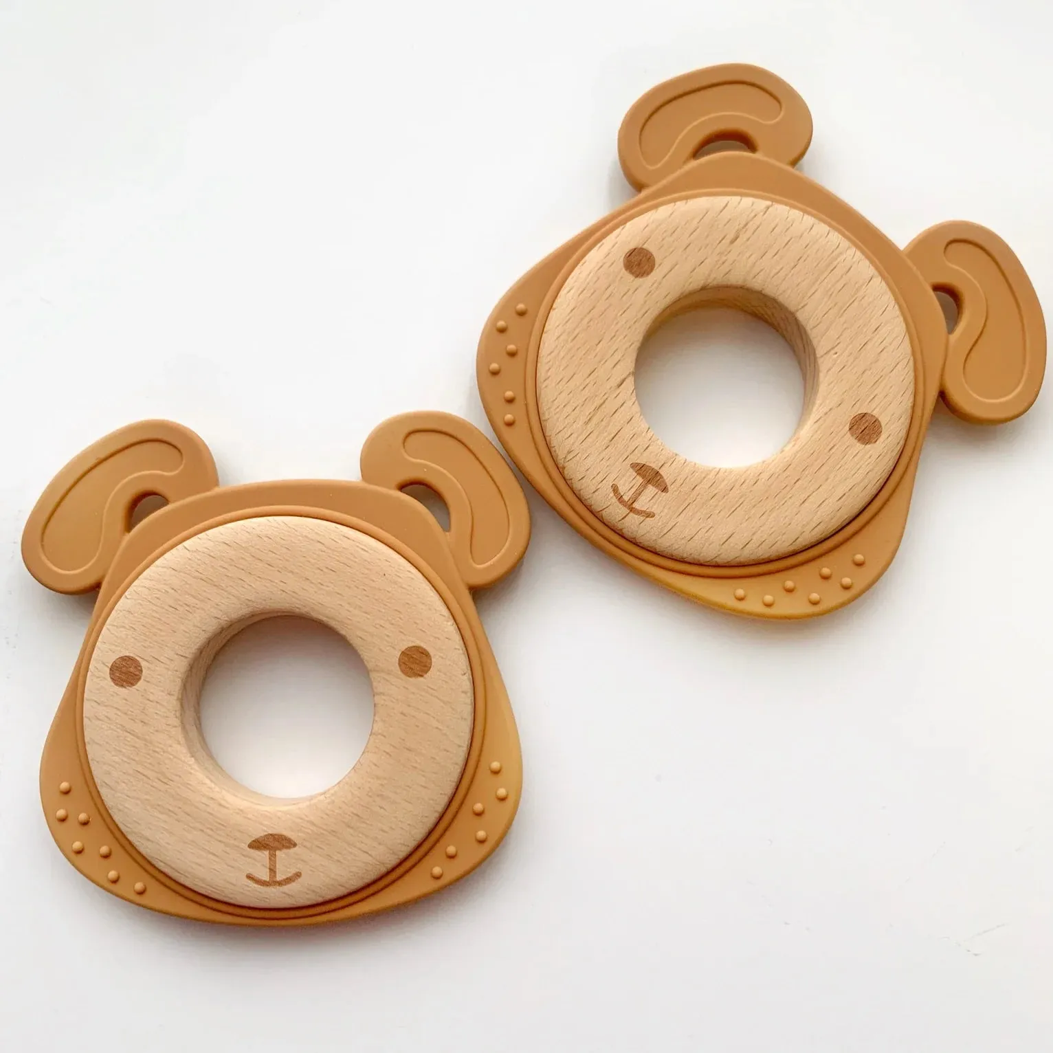 The Animal Wood   Silicone Teething Rings - Various Styles