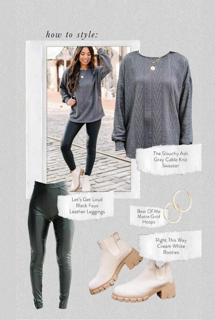The Slouchy Ask Gray Cable Knit Top