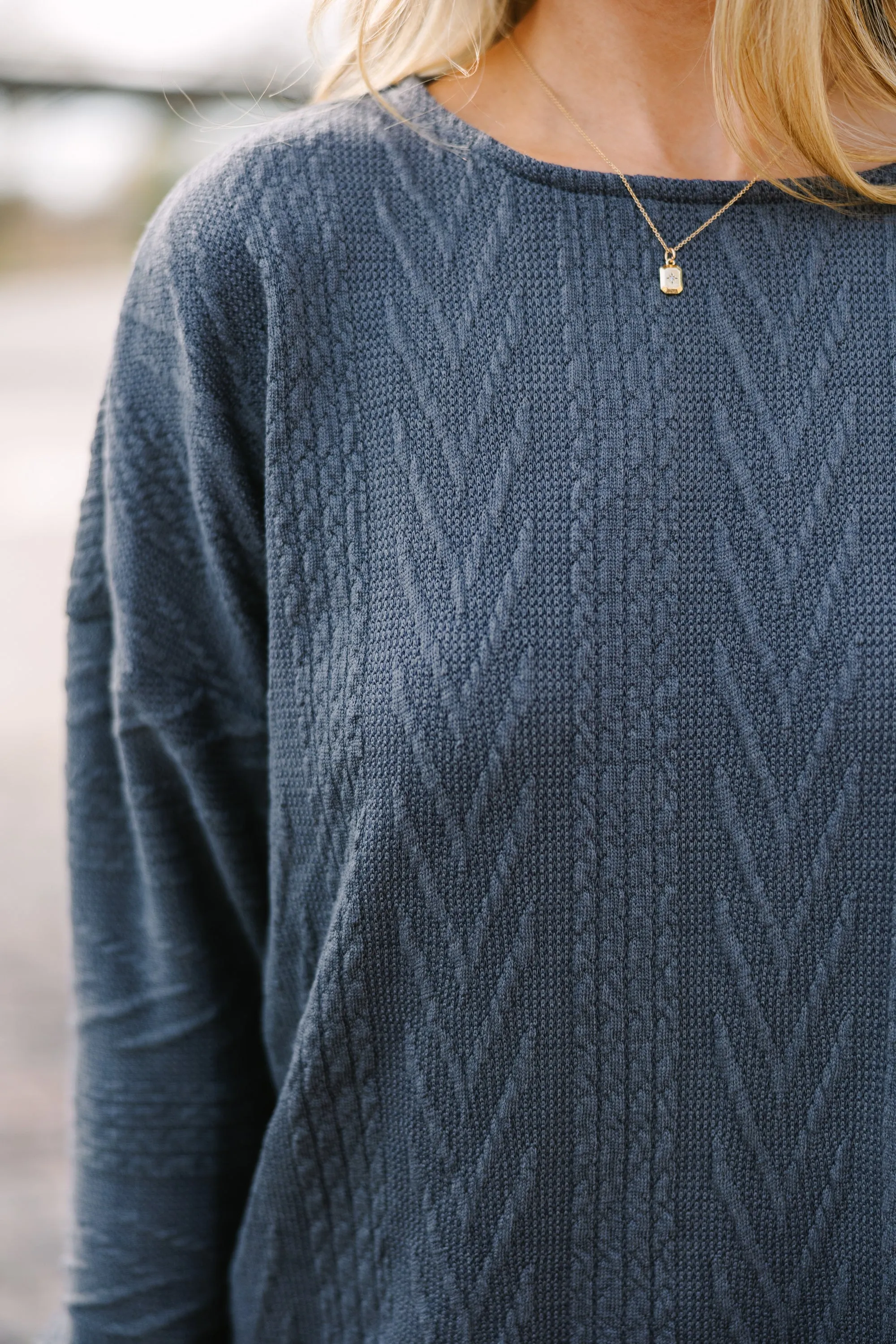 The Slouchy Ask Gray Cable Knit Top
