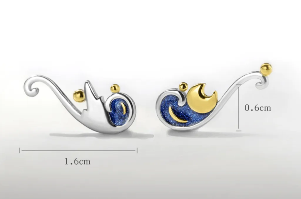 The Starry Night Inspired Silver Earrings