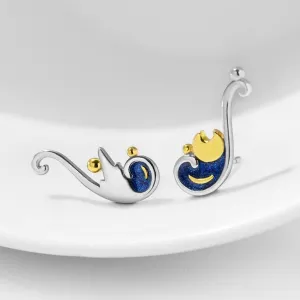 The Starry Night Inspired Silver Earrings