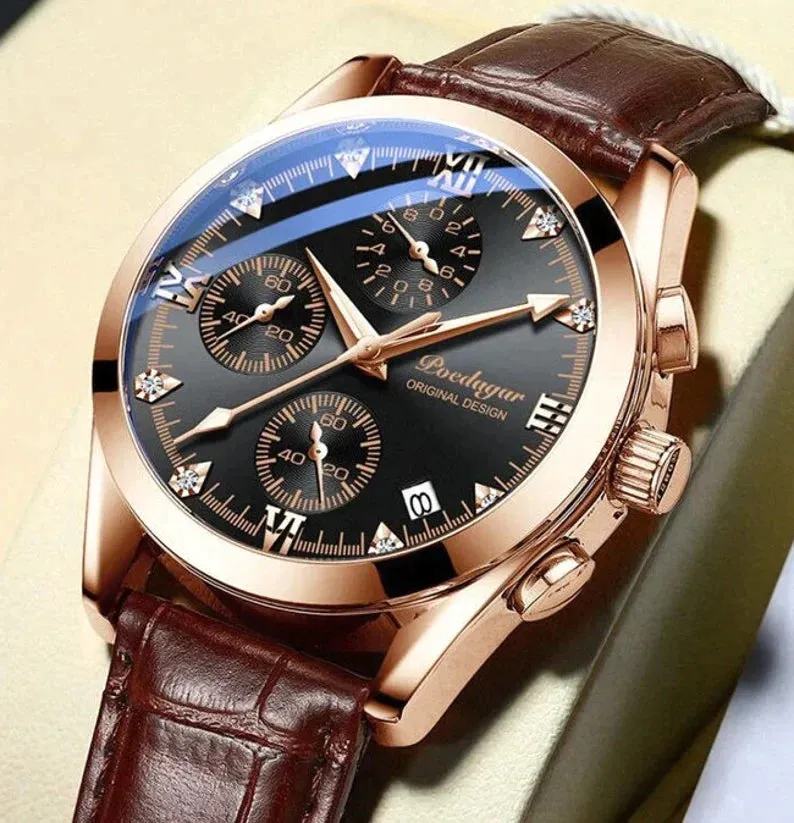 The Topic-Men Watch Fashion Leather Quartz Watches Sport Poedagar