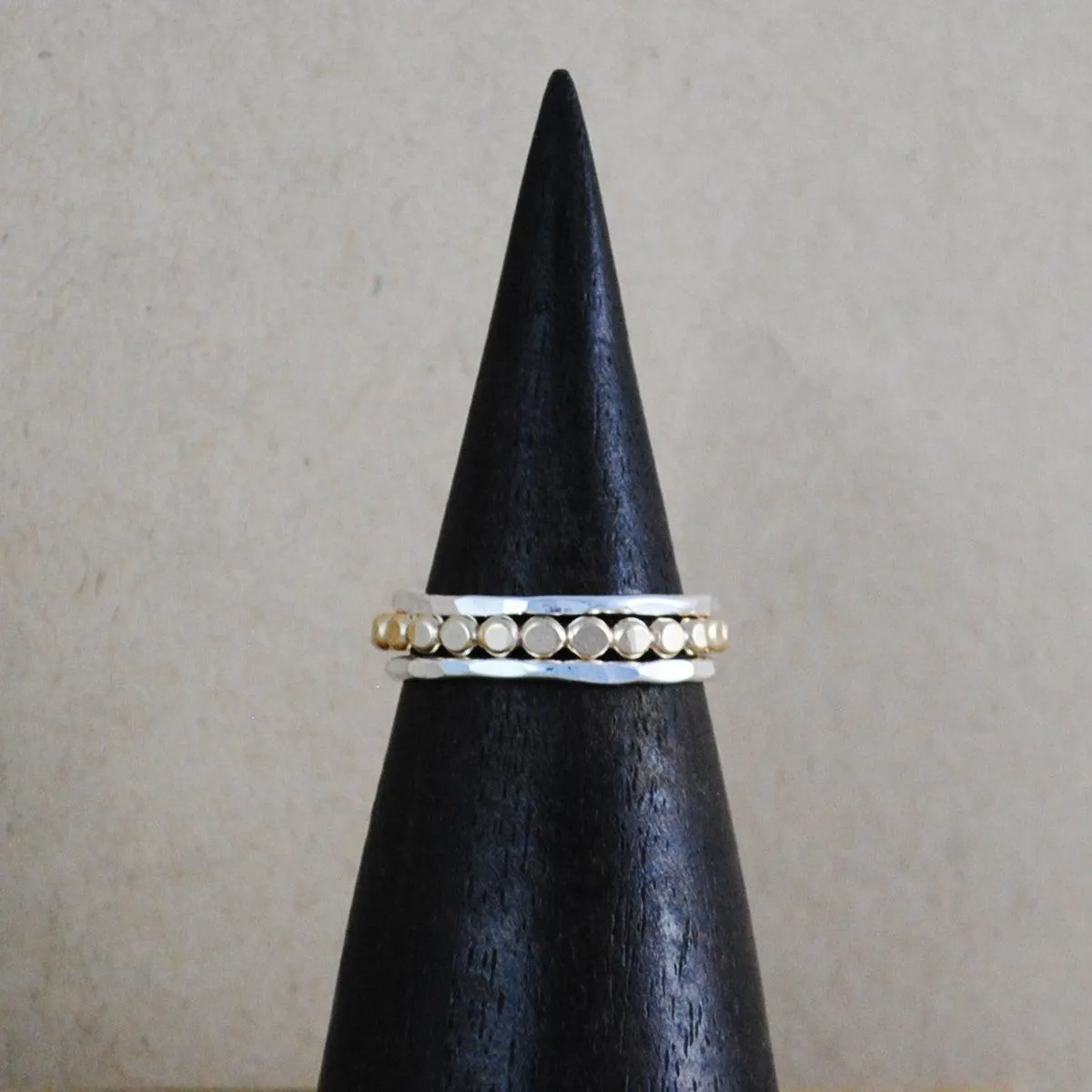 Thick Beaded Stacking Rings - mixed metals