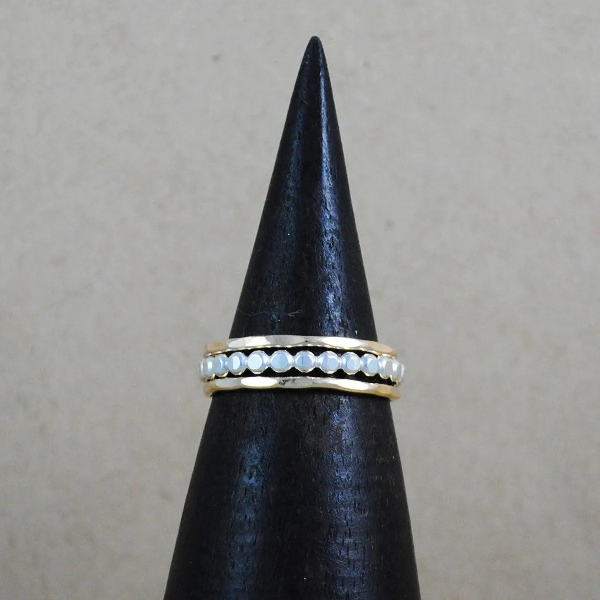 Thick Beaded Stacking Rings - mixed metals