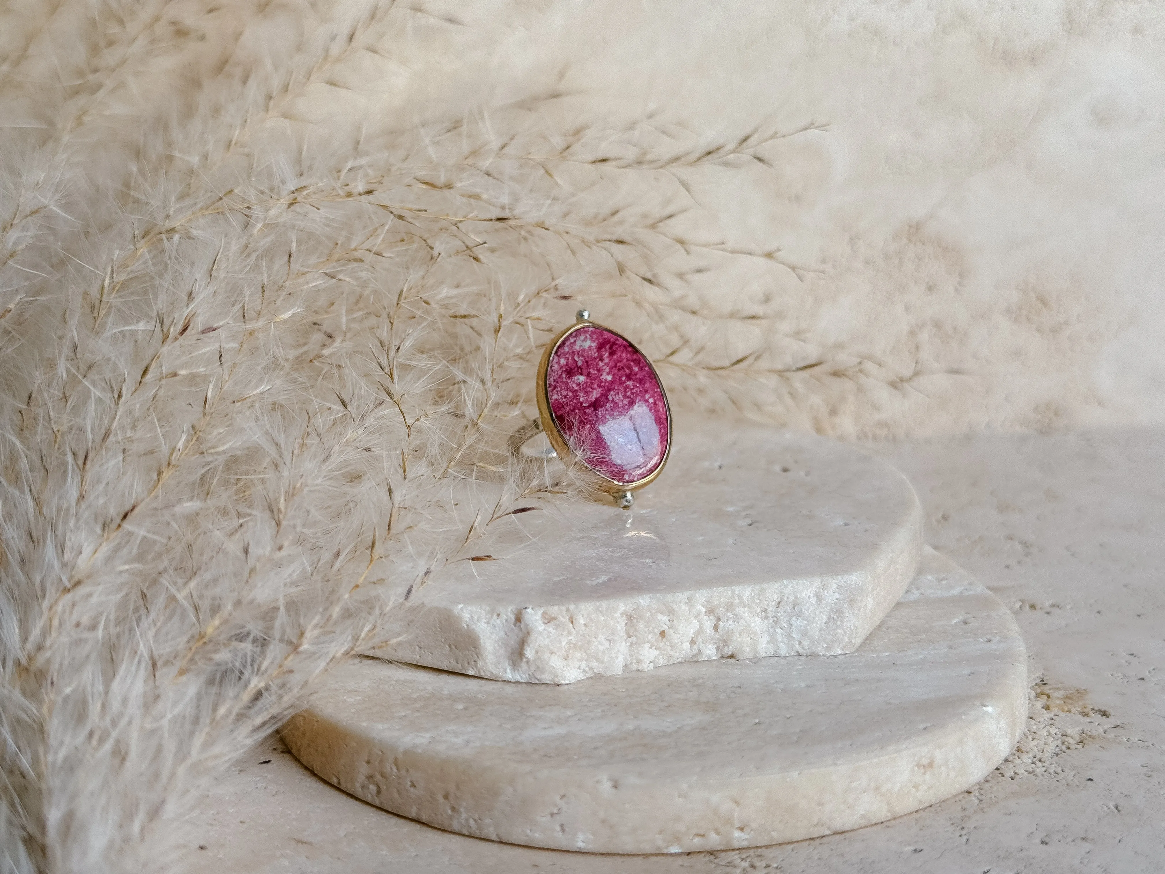 Thulite   Mixed Metal Ring