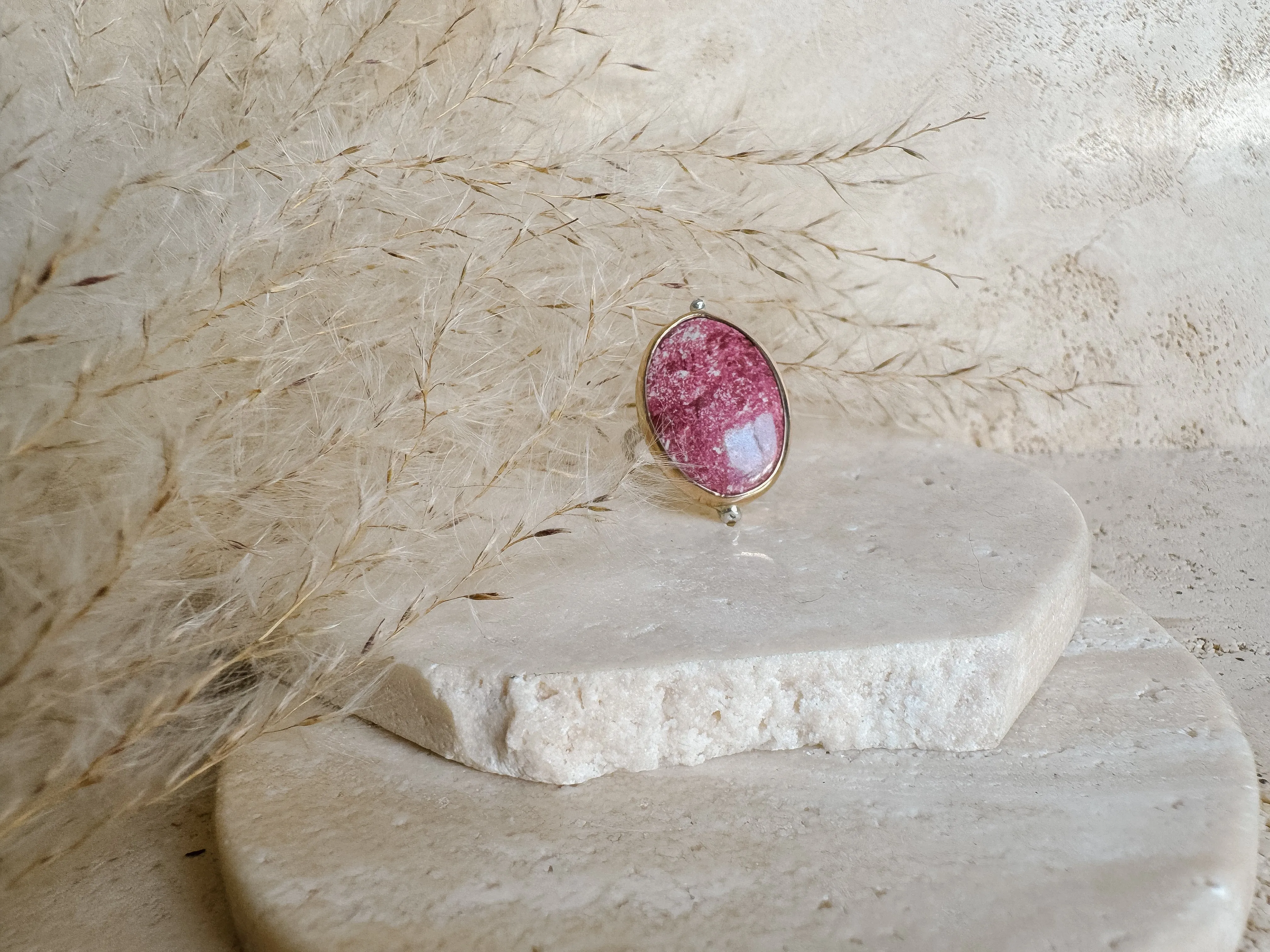 Thulite   Mixed Metal Ring