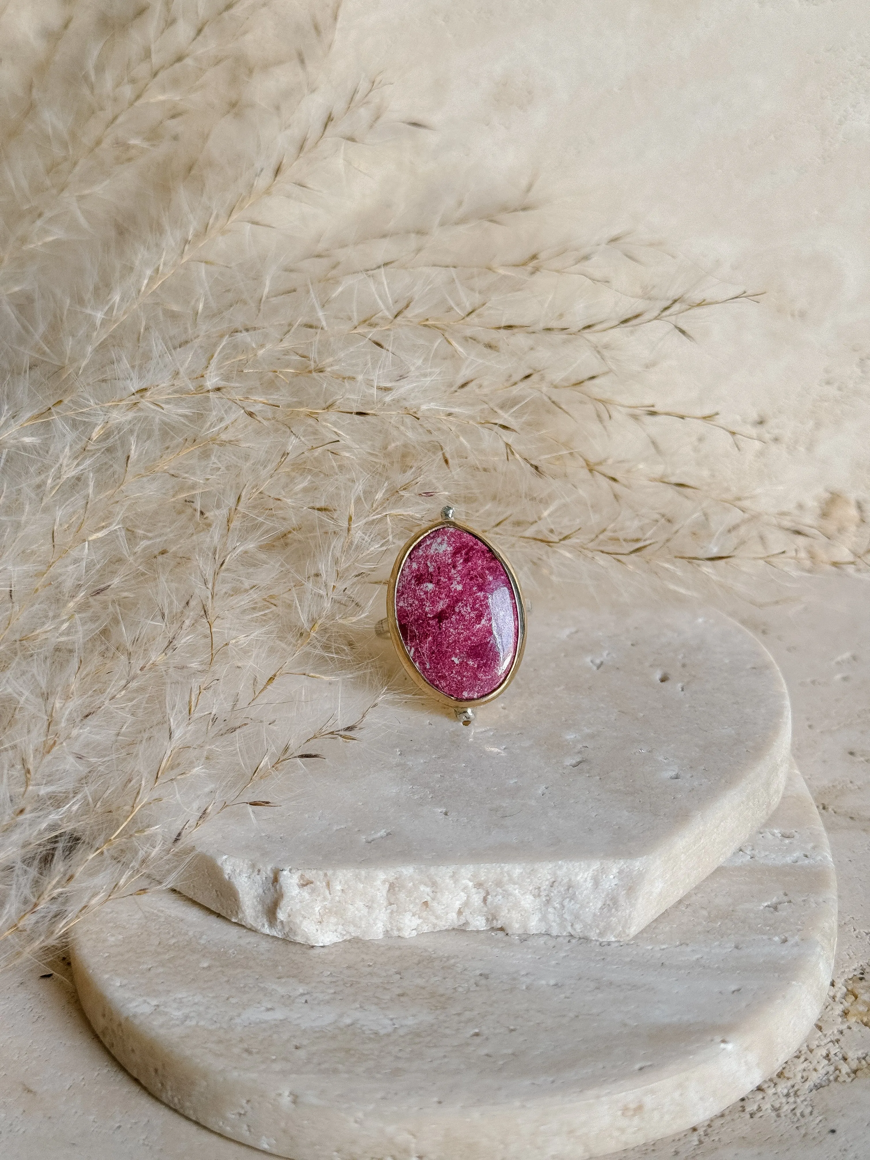Thulite   Mixed Metal Ring