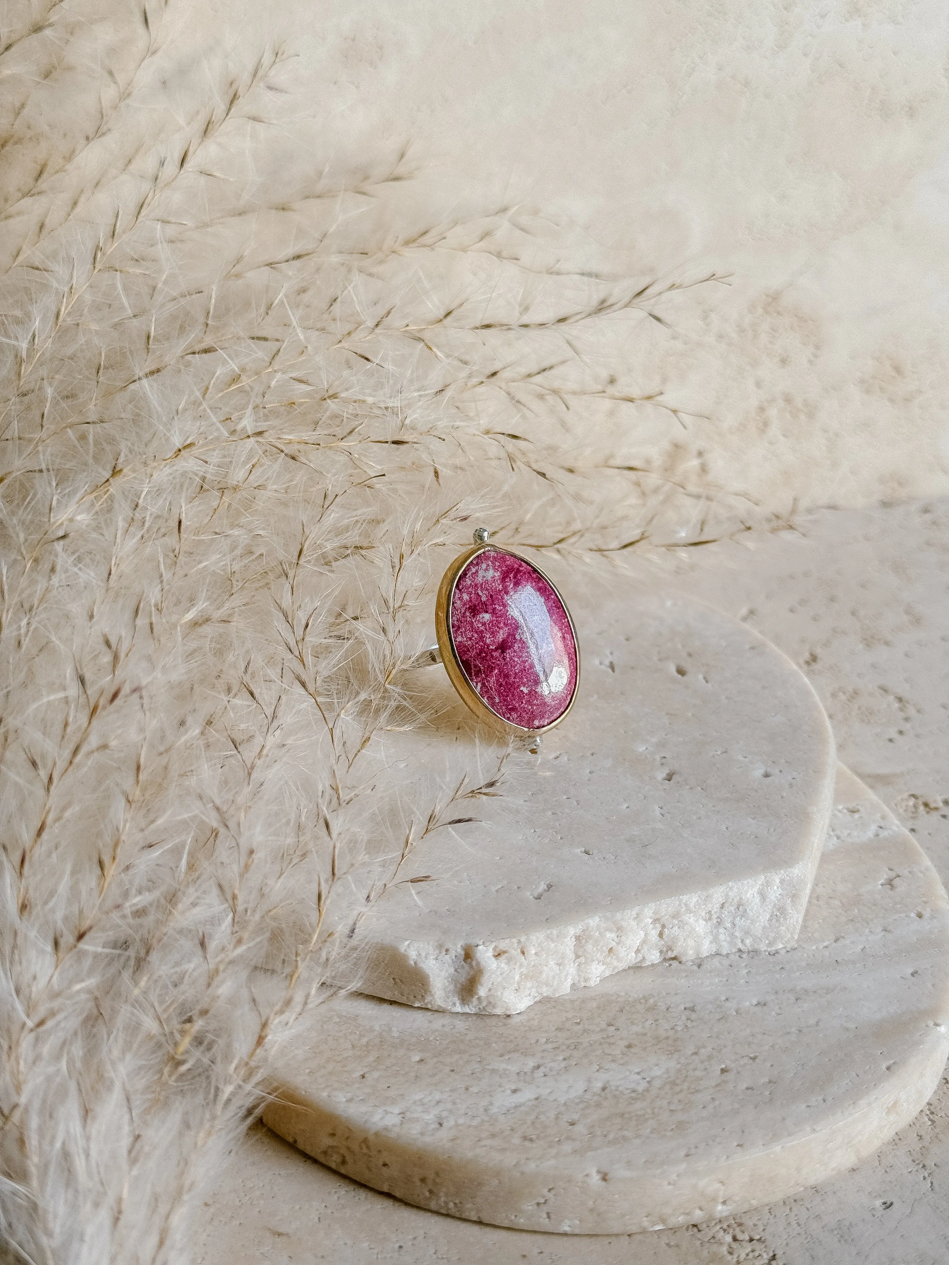 Thulite   Mixed Metal Ring
