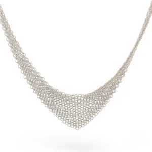 Tiffany & Co. Elsa Peretti Sterling Silver Mesh Bib Necklace – 26.5"