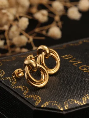 Titanium Twisted Hoop Earrings With 18K Gold