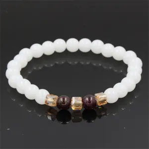 Top Natural White Chalcedony Garnet Bracelets & Bangle For Women Jewelry Buddha Elastic Yoga Stone Bead Bracelet DropShipping