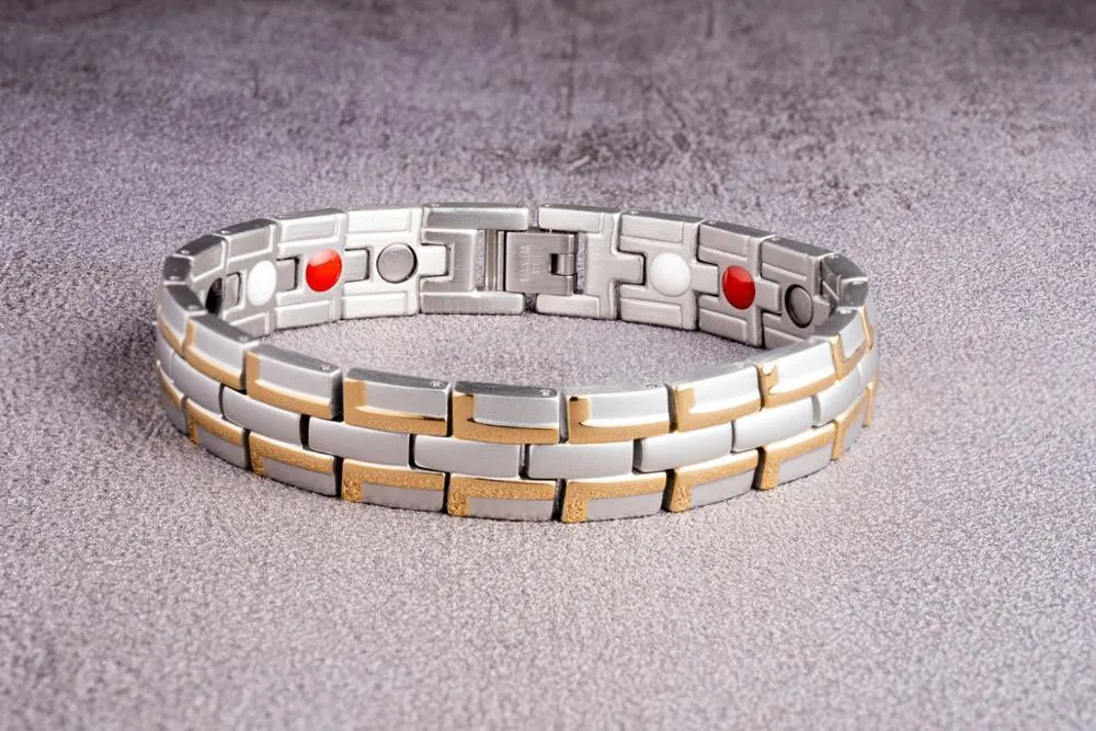 Trendy Men's Bracelet Stainless Steel Magnetic Bracelet Golden Magnet Bracelet For Men and Women