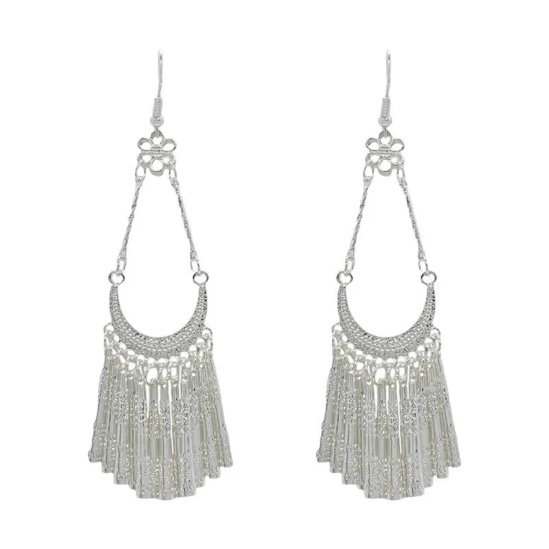 Trendy Moon Tassel Earrings