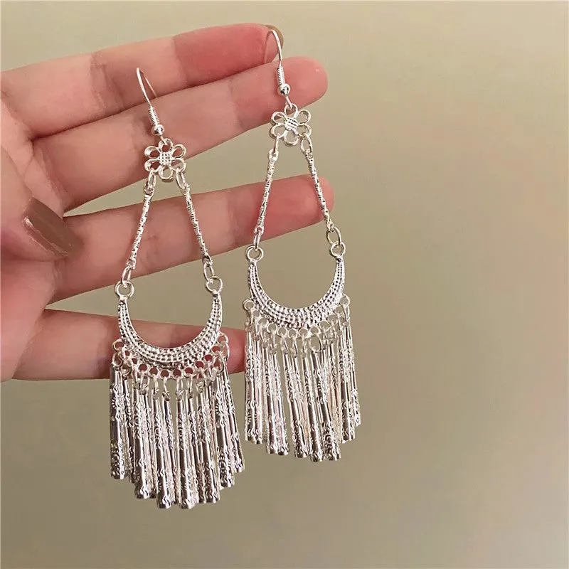 Trendy Moon Tassel Earrings
