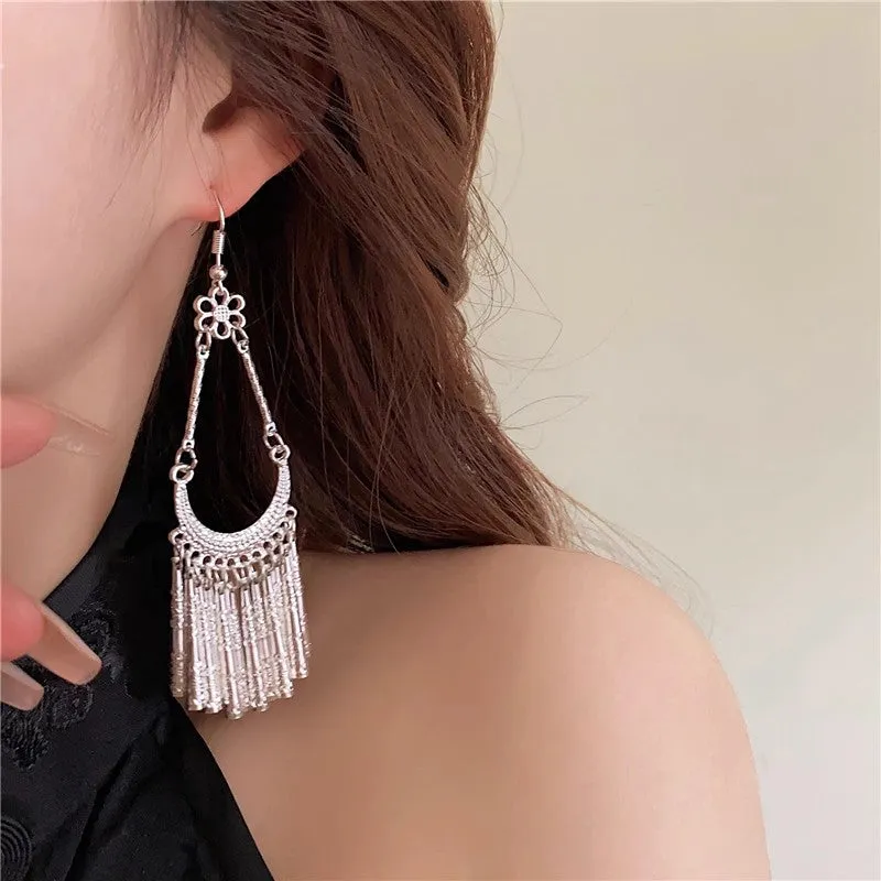 Trendy Moon Tassel Earrings