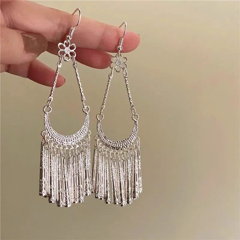 Trendy Moon Tassel Earrings