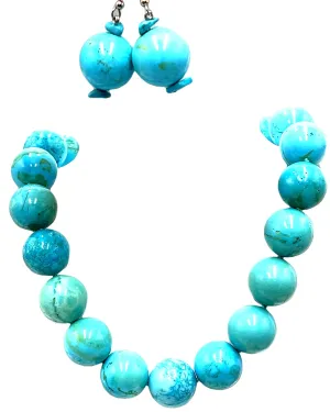 Turquoise 20mm Howlite Gemstone Short Necklace