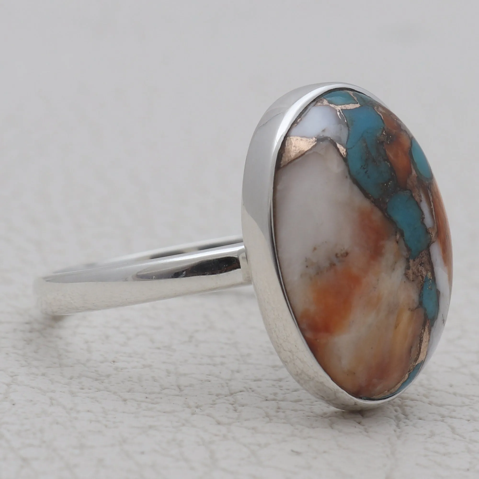 Turquoise Spiney Oystar Silver Rings