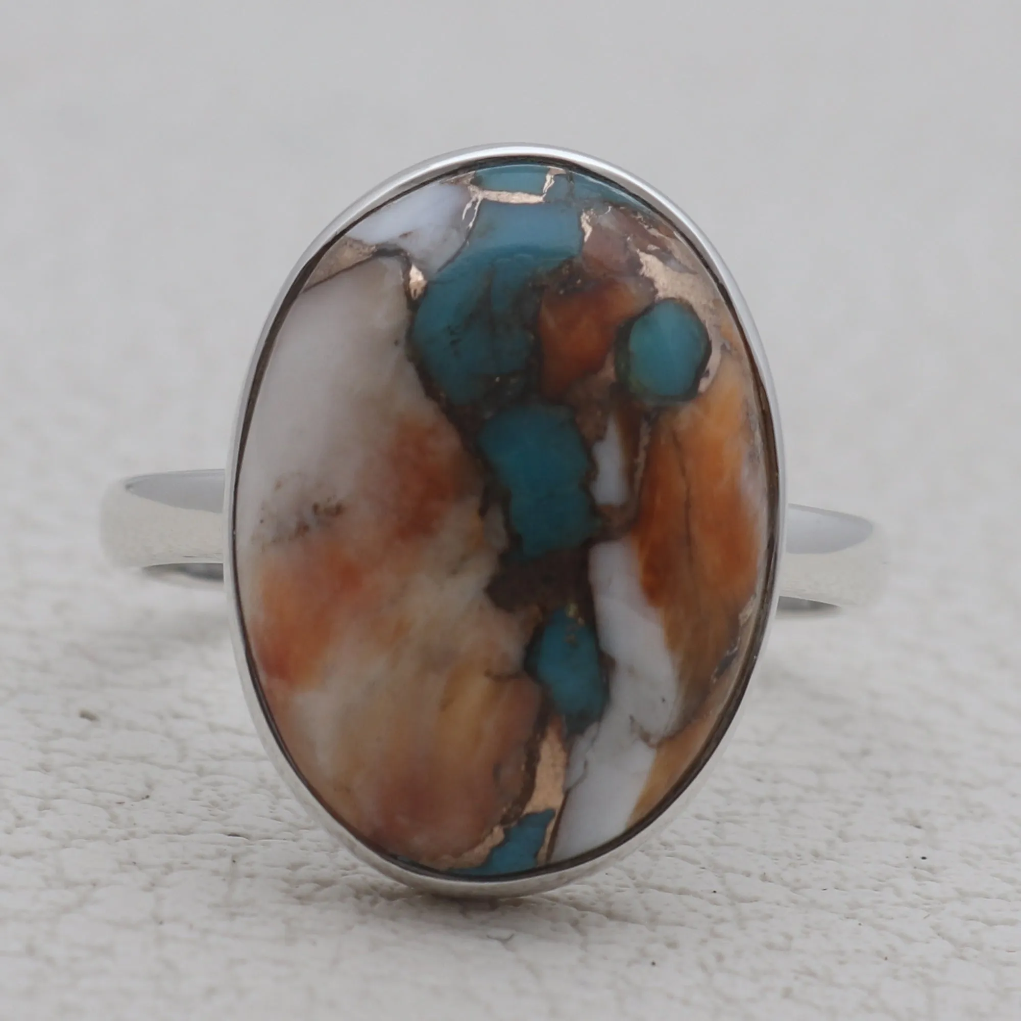 Turquoise Spiney Oystar Silver Rings