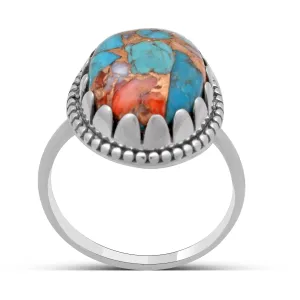 Turquoise Spiney Oyster Silver Rings