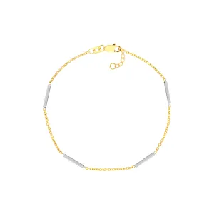 Two-Tone Staple Bar Stations Adjustable Bracelet