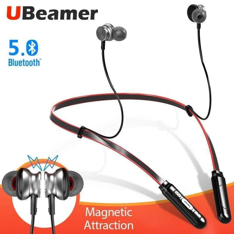 UBeamer Newest Bluetooth 5.0 Earphone Q9 Wireless Headset Waterproof neck-hanging Earphone Stereo Sound for i10 HD call/sport