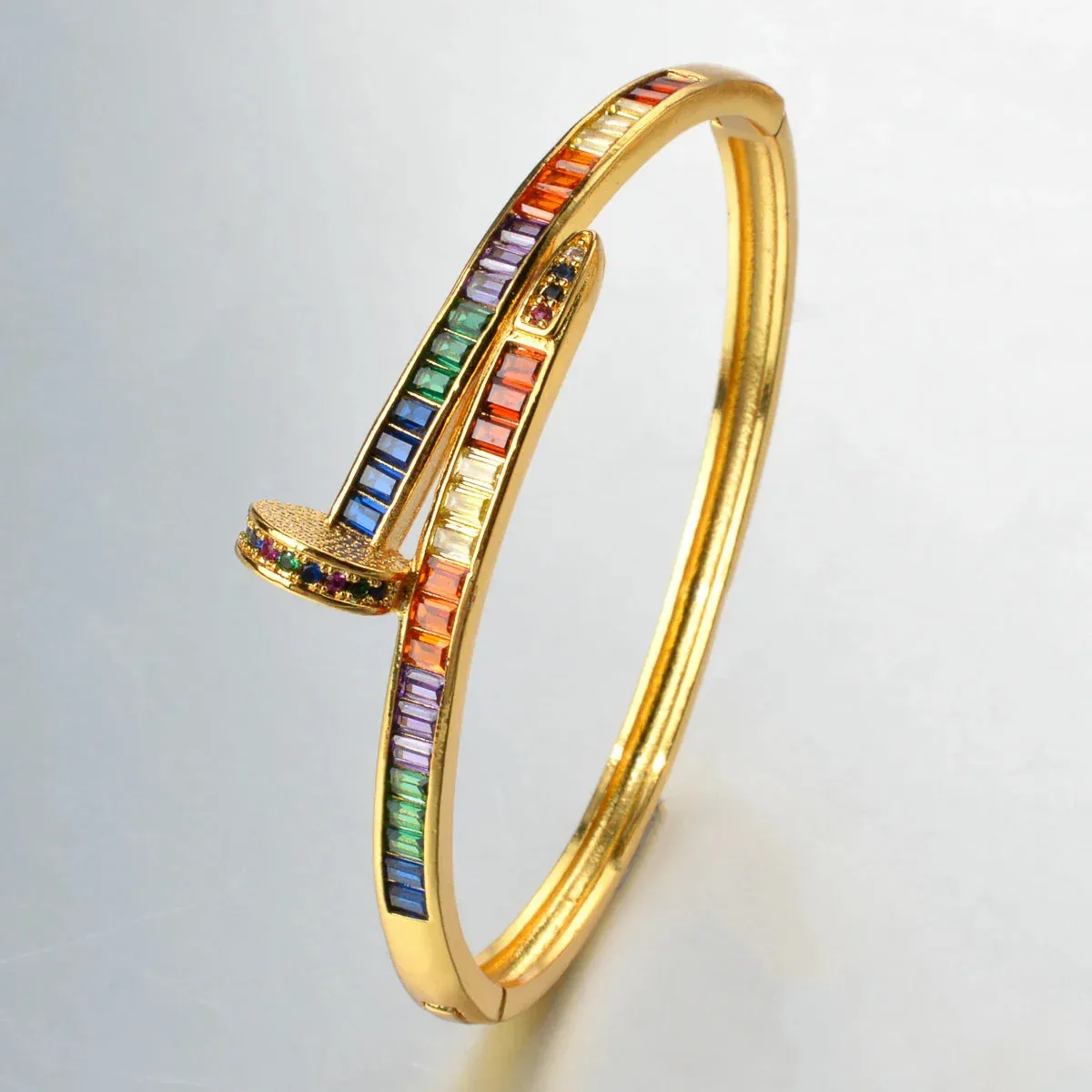 Unique Nail Head Cross Bangle Luxury Gold Color Twist Bracelets For Women Men Statement Jewelry Birthday Gifts Dropshipping