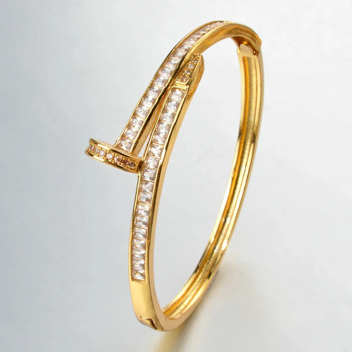 Unique Nail Head Cross Bangle Luxury Gold Color Twist Bracelets For Women Men Statement Jewelry Birthday Gifts Dropshipping