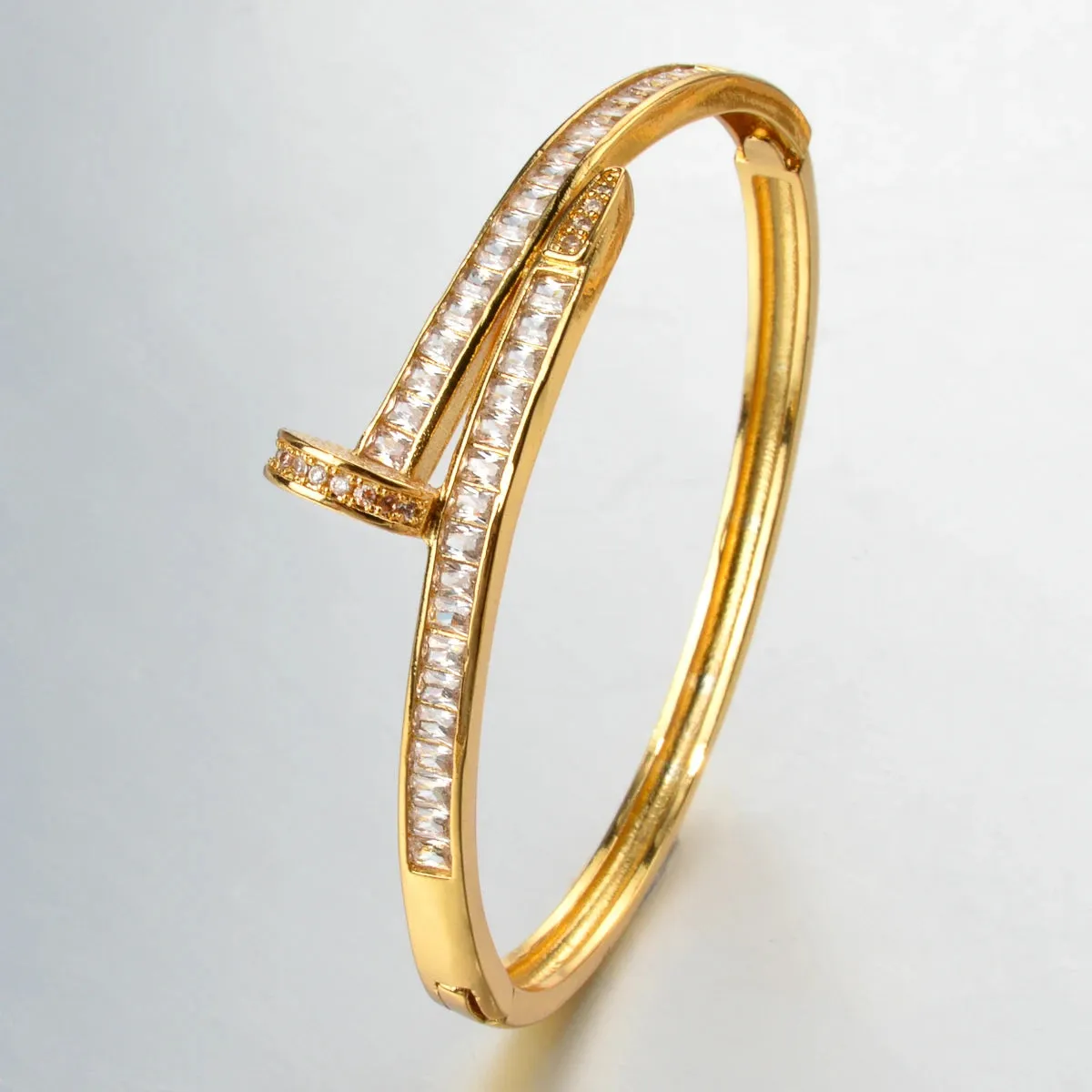 Unique Nail Head Cross Bangle Luxury Gold Color Twist Bracelets For Women Men Statement Jewelry Birthday Gifts Dropshipping