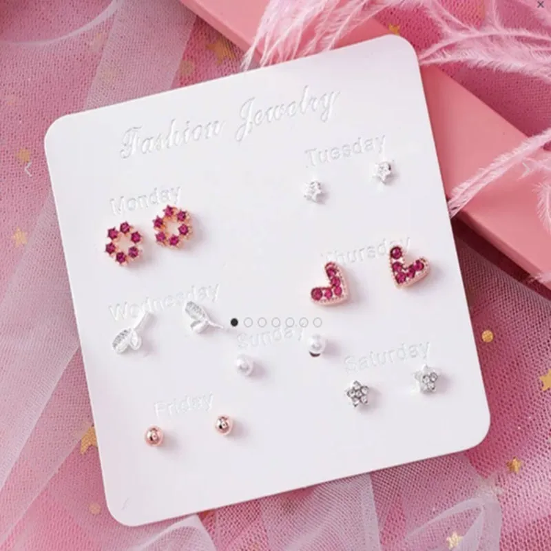 Vembley Pack of 7 Weekly Stud Earrings