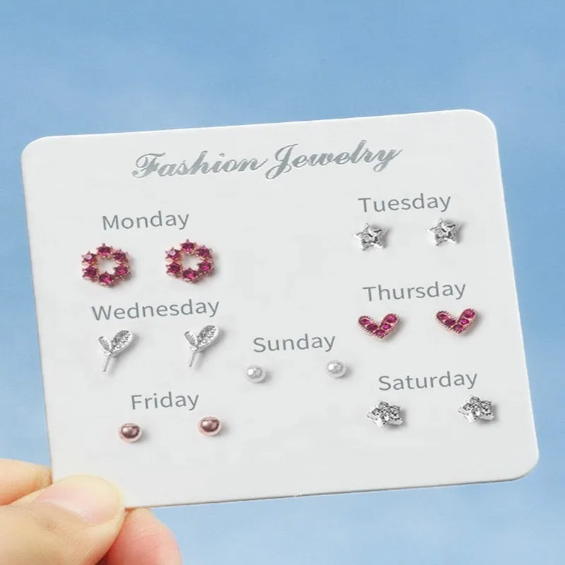 Vembley Pack of 7 Weekly Stud Earrings