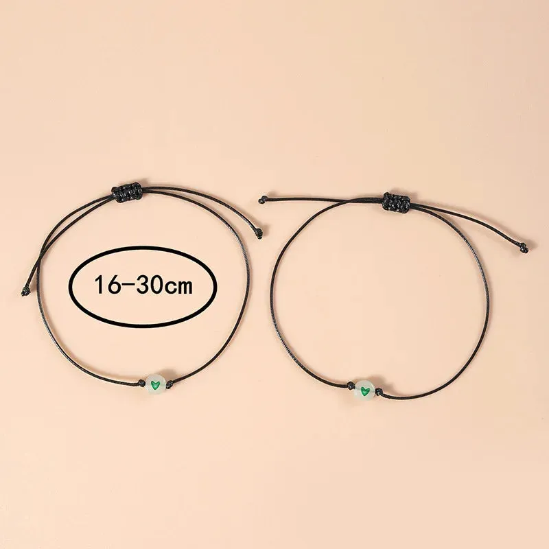 Vintage Luminous Pinky Promise Couple Bracelets