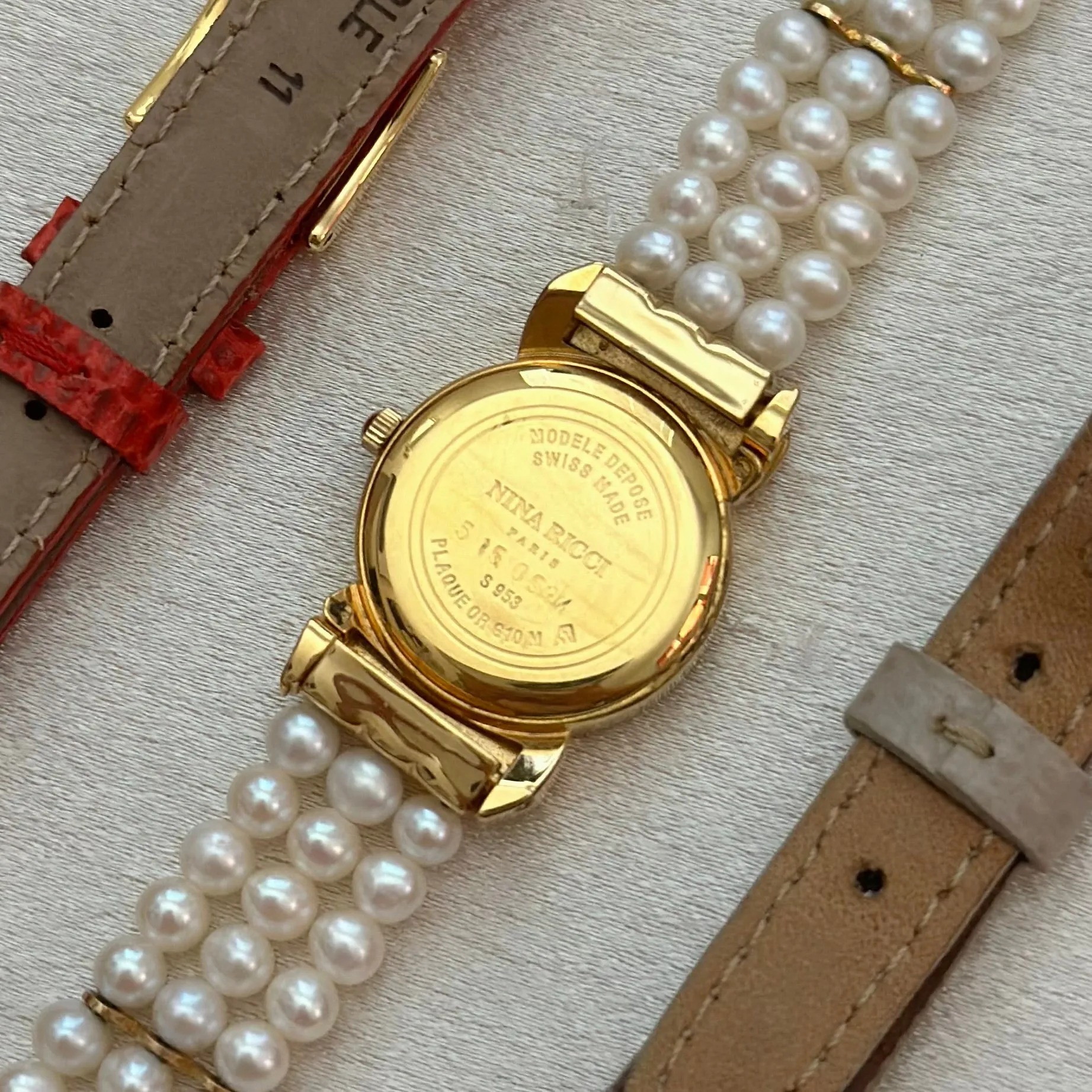 VINTAGE NINA RICCI PEARL INTERCHANGEABLE WATCH